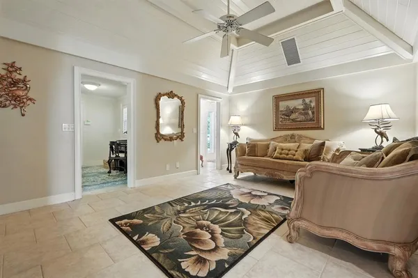 an aerial view of a house