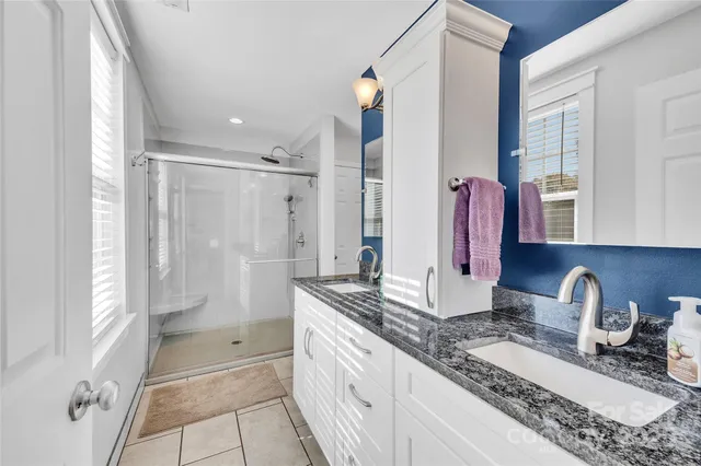 a bathroom with a shower and a sink