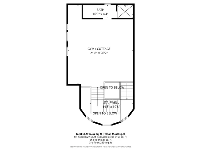 a picture of a bench in a white building