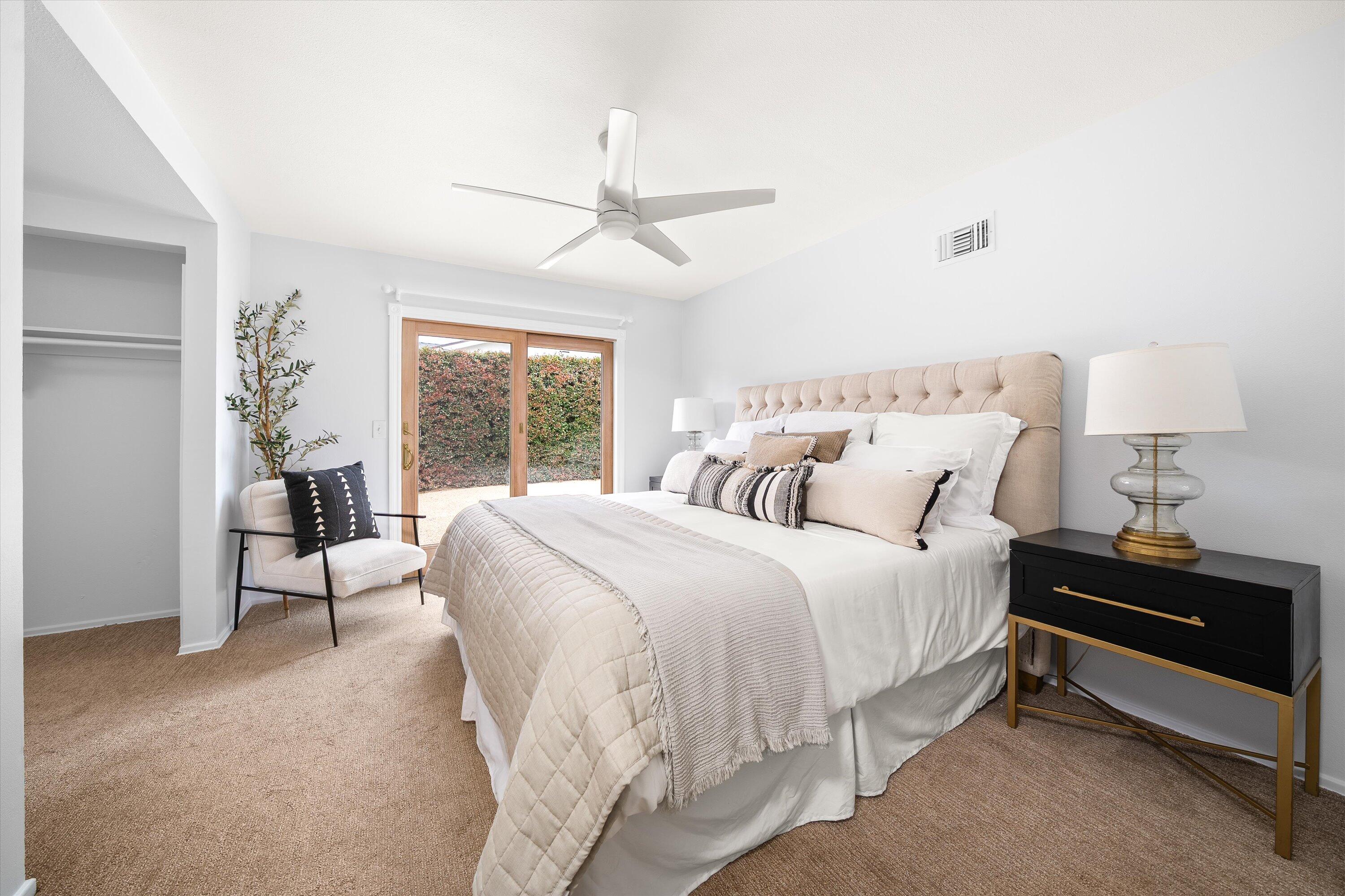 5668 Encina Road Goleta, CA 93117 - Photo 14 of 19 Primary bedroom, slider to backyard