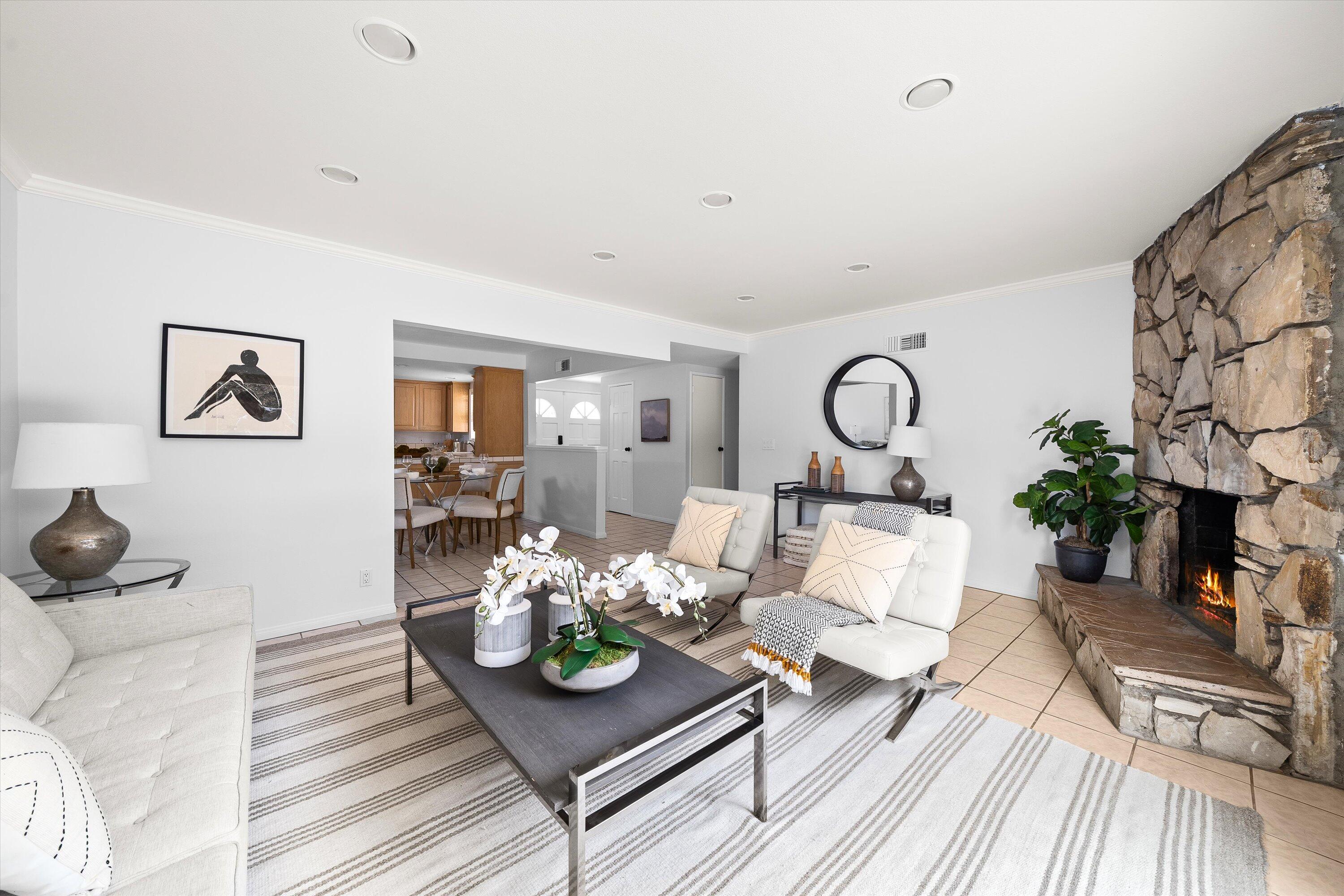 5668 Encina Road Goleta, CA 93117 - Photo 5 of 19 Living room with fireplace