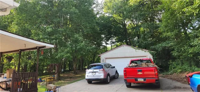 a view of a black gate
