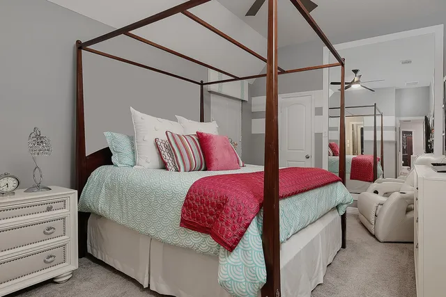 a front view of house with yard and outdoor seating