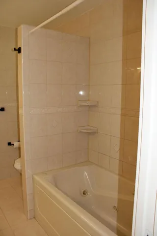 a bathroom with a bathtub