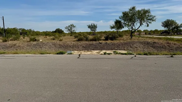 a view of a yard with an ocean view