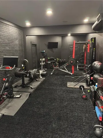 a view of a room with gym equipment
