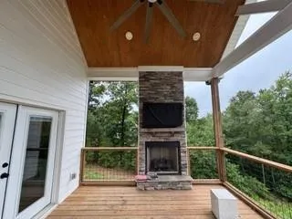 a view of livingroom with furniture and fireplace