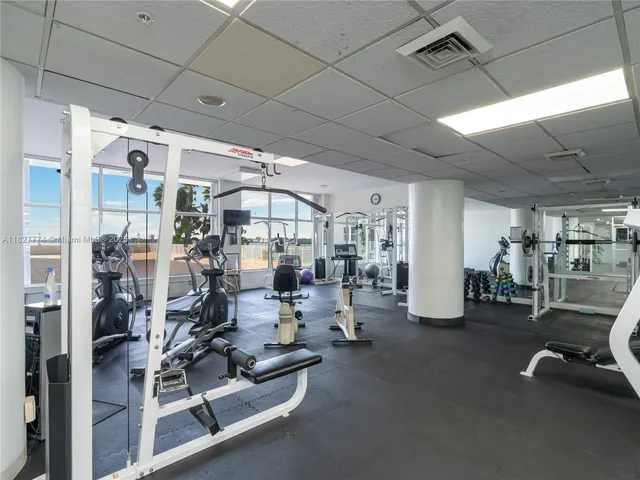 a view of a room with gym equipment