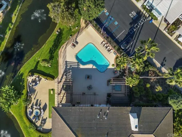 an aerial view of a house