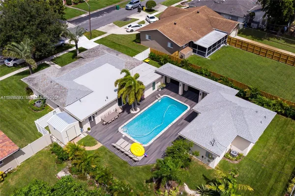 an aerial view of a house