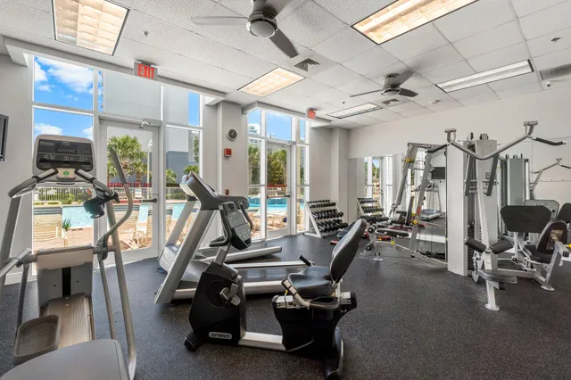 a view of a room with gym equipment