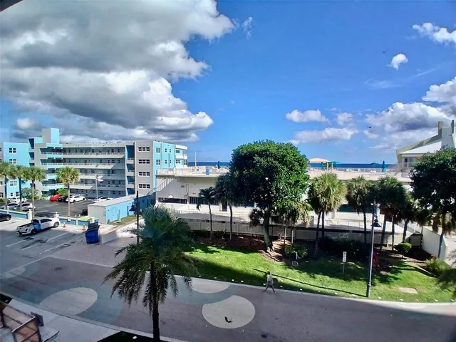 a city view with streets and trees