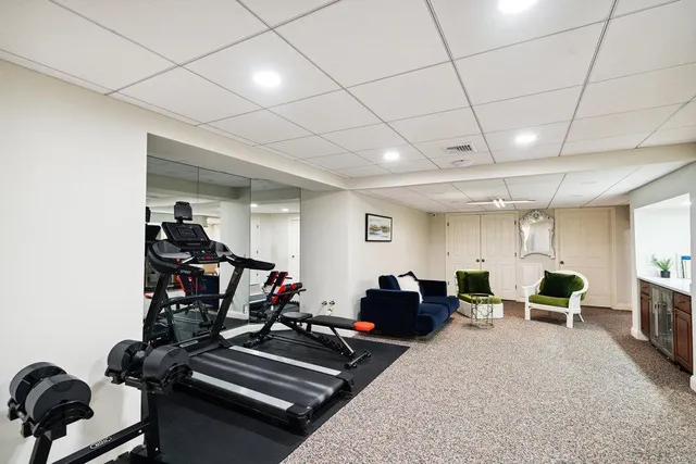 a view of a room with gym equipment