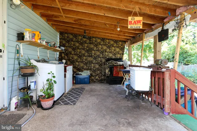 a view of porch with seating space