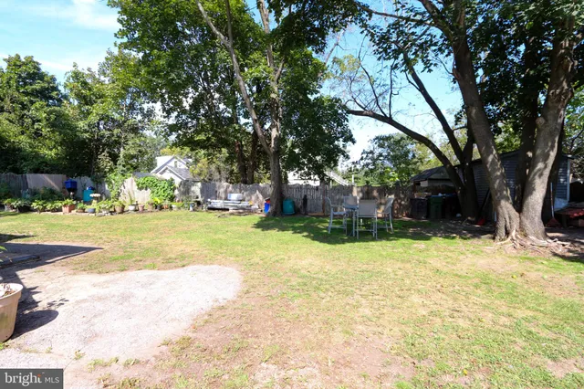 a view of yard with swimming pool and trees