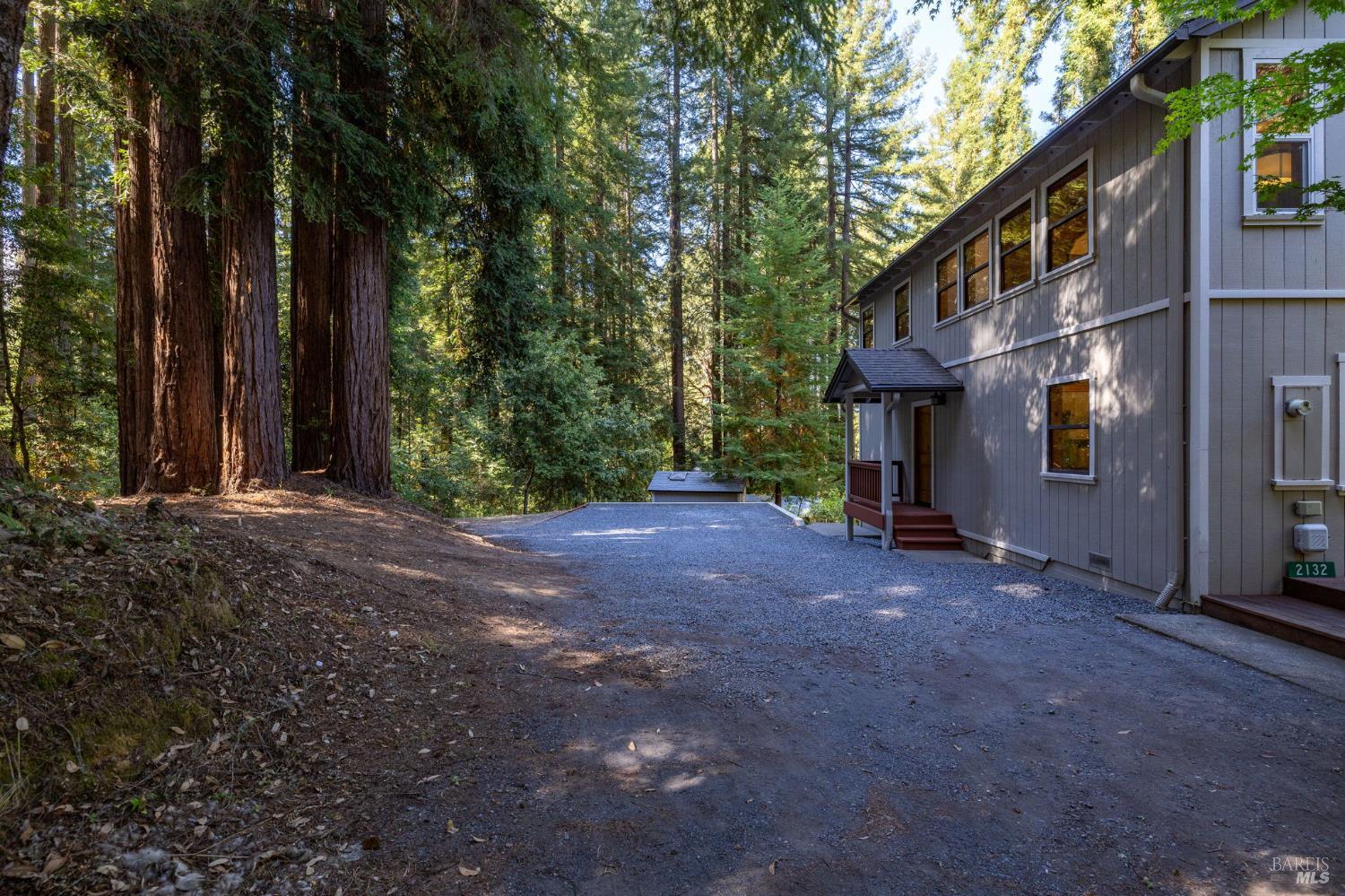 2132 Green Hill Road Sebastopol, CA 95472 - Photo 43 of 55 Serene redwoods and gravel parking space.