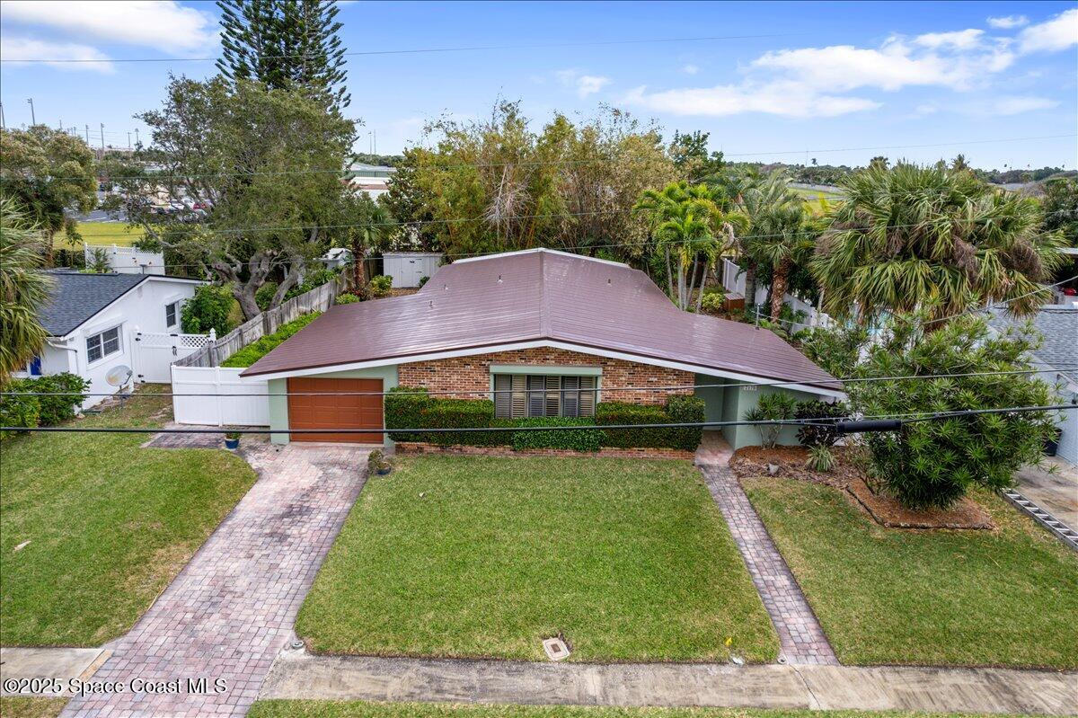 an aerial view of a house