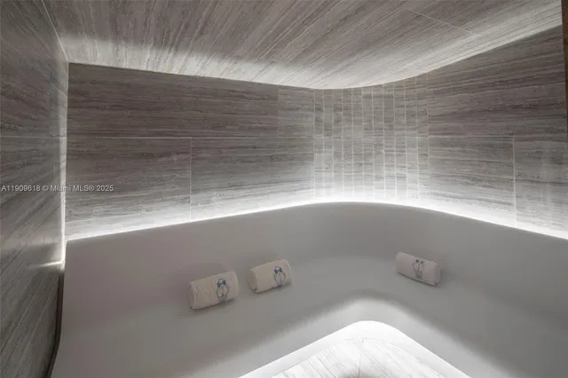 a bathroom with a bathtub