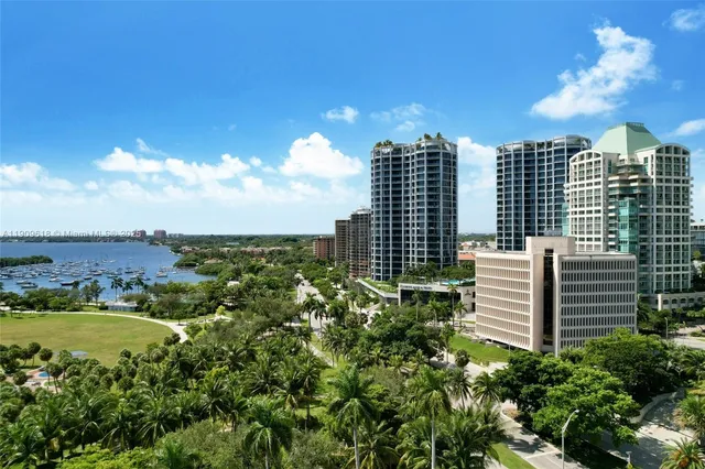 a view of a city with tall buildings