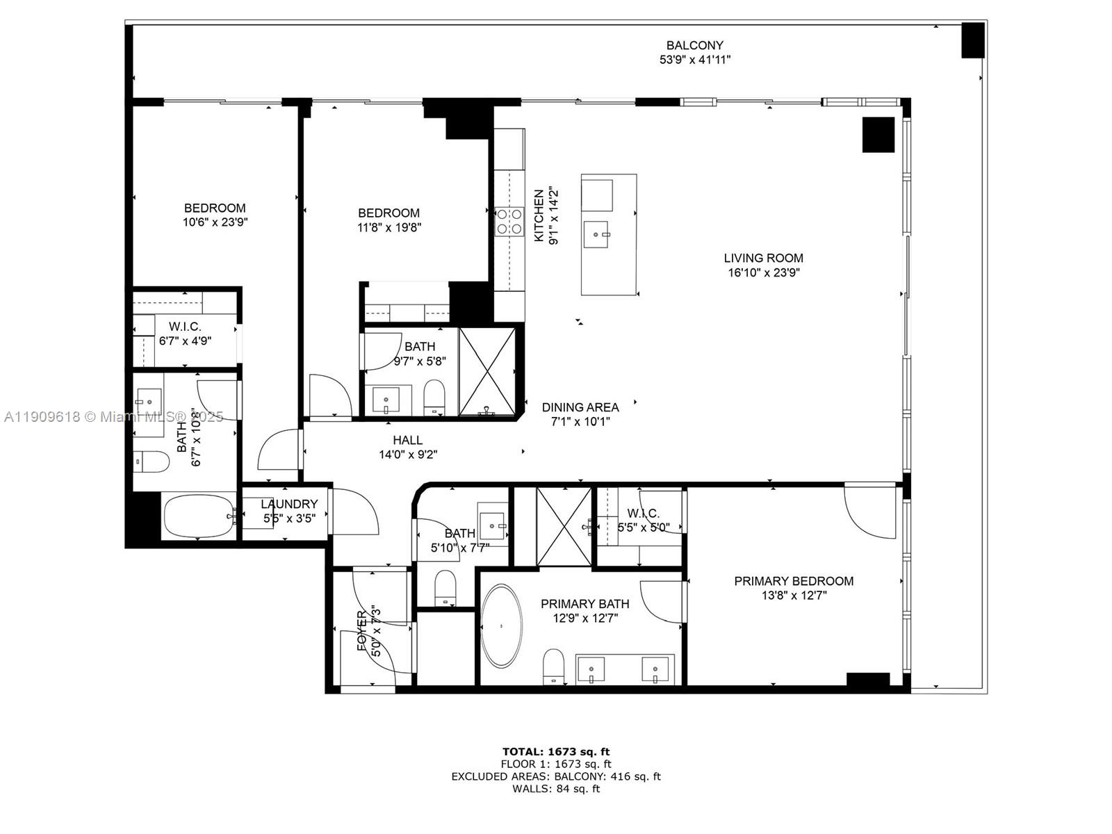 2678 Tigertail Avenue, Unit 1501 Miami, FL 33133 - Photo 43 of 44 a picture of a floor plan
