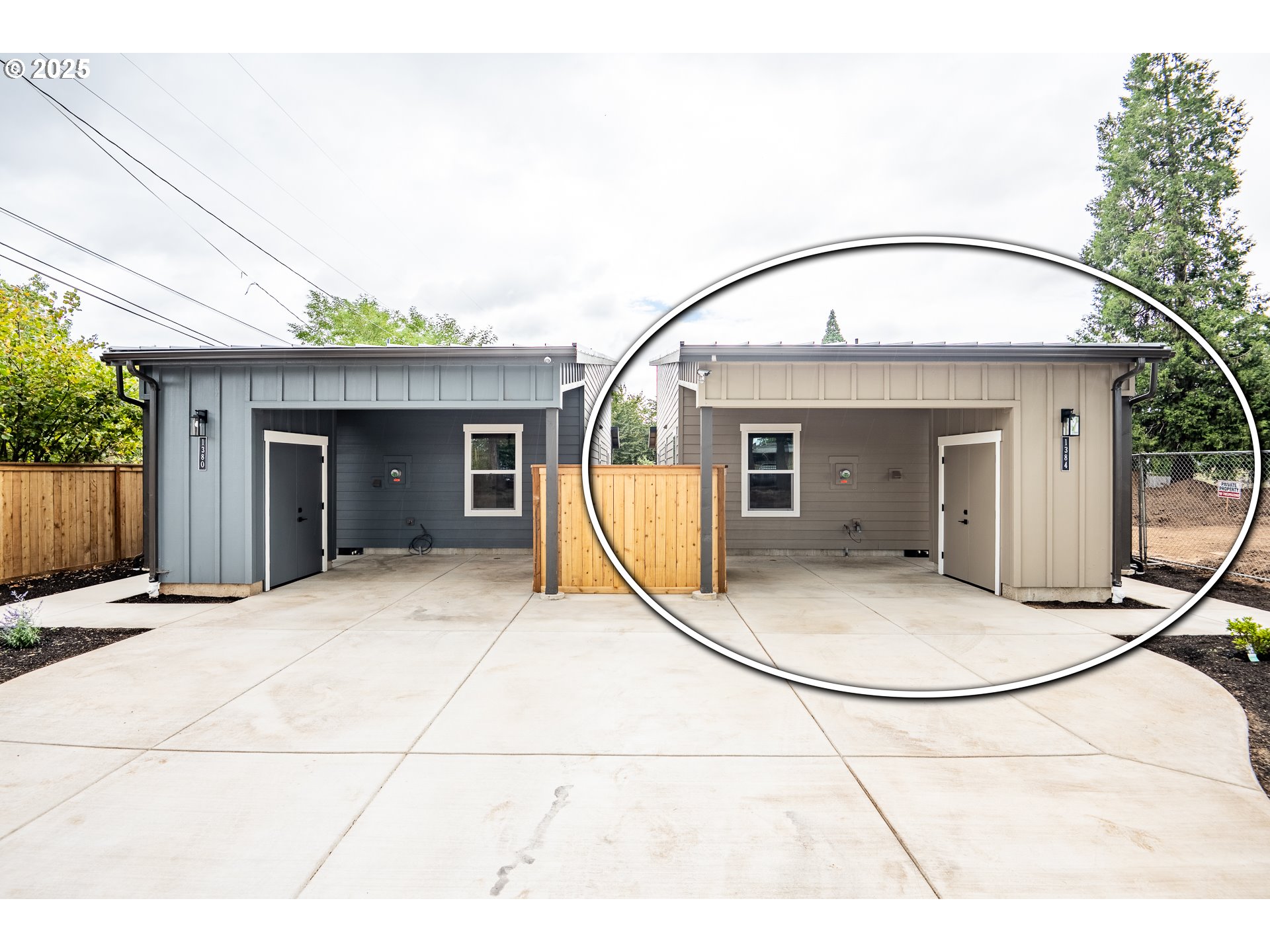 a view of a house with roof and potted plants