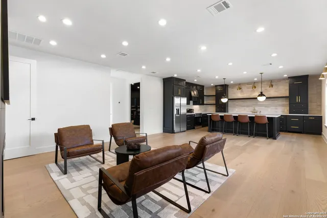 a living room with furniture