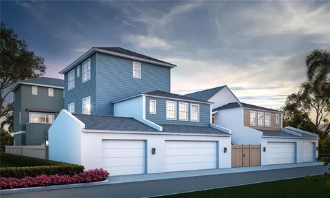 a front view of a house with a garage