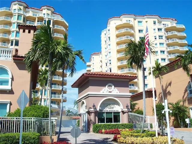 a front view of a multi story building