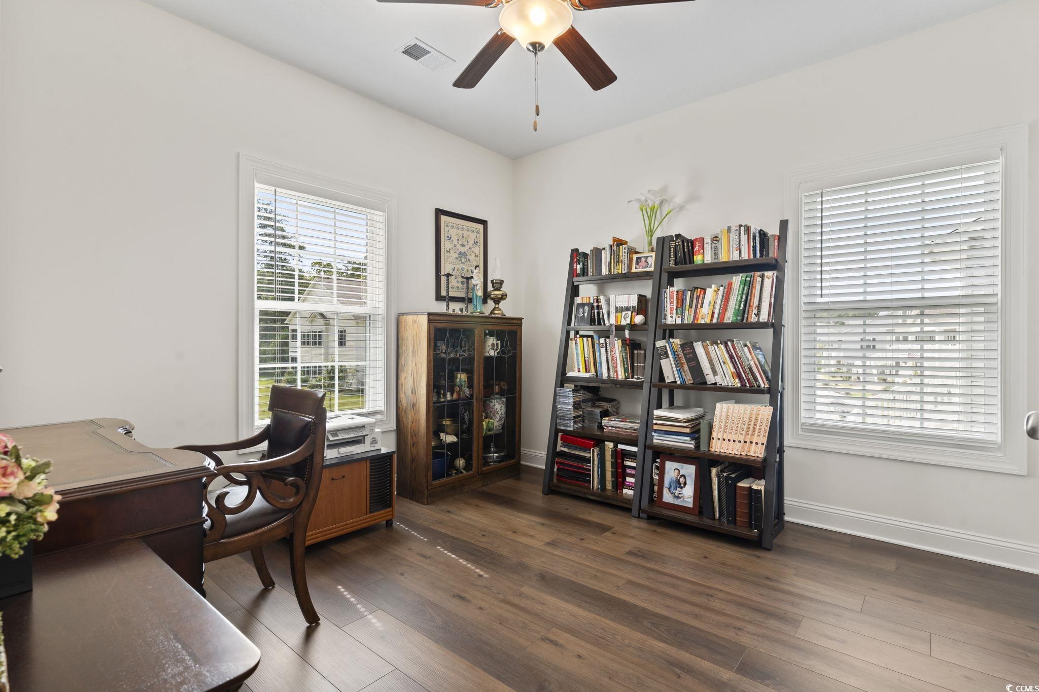 924 Jackline Place, Unit 201 Murrells Inlet, SC 29576 - Photo 18 of 35 Home office featuring dark wood-type flooring and ceiling fan