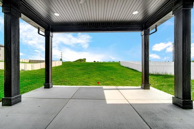 a view of porch with a garden