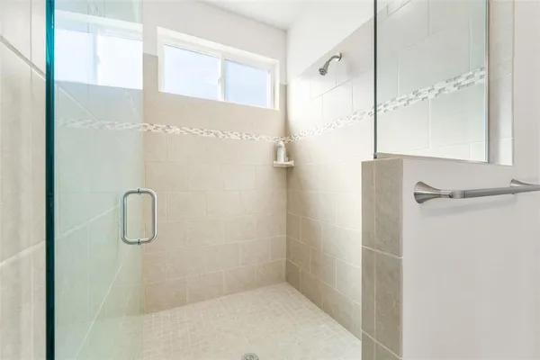 a bathroom with a shower