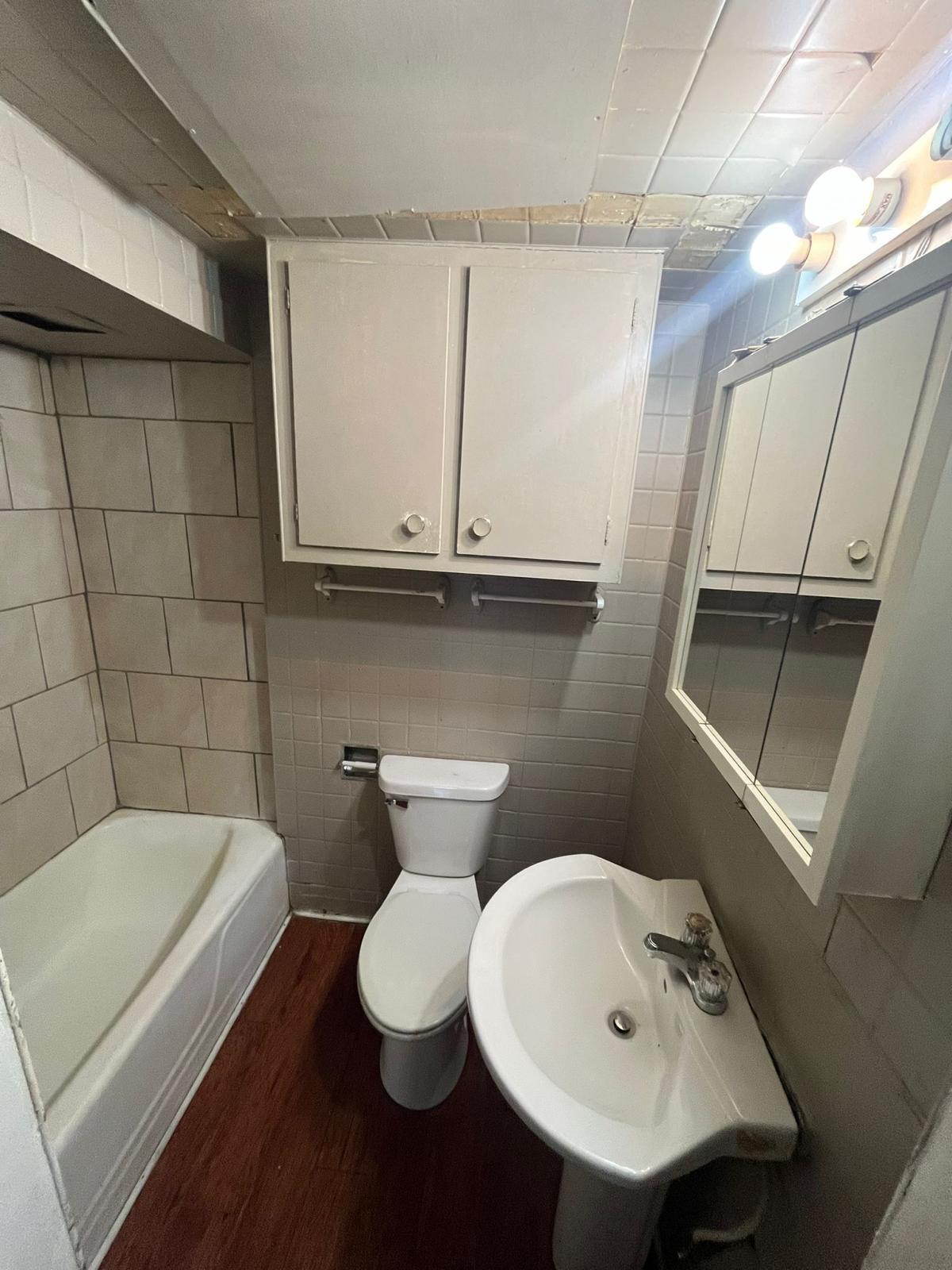 769 Buchanan Street Gary, IN 46402 - Photo 15 of 28 a bathroom with a sink a toilet and bathtub