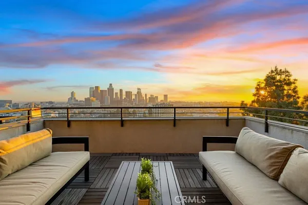 a view of city from a balcony