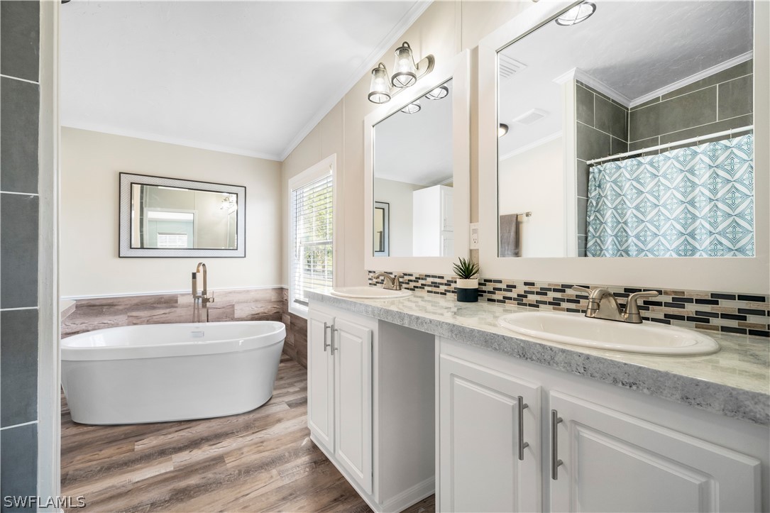 2401 Wendy Road Fort Denaud, FL 33935 - Photo 24 of 35 a bathroom with a double vanity sink mirror and bathtub