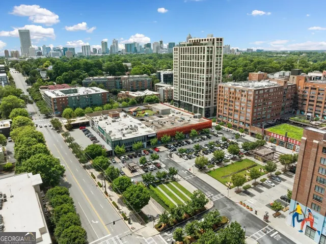 an aerial view of a city