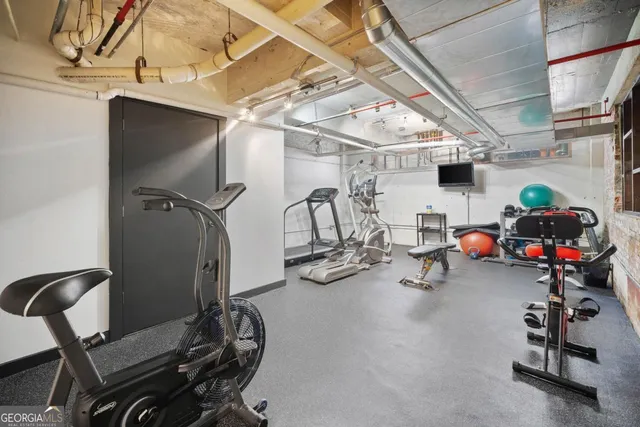 a view of a room with gym equipment