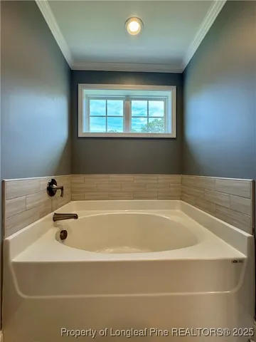 a bathroom with a bathtub