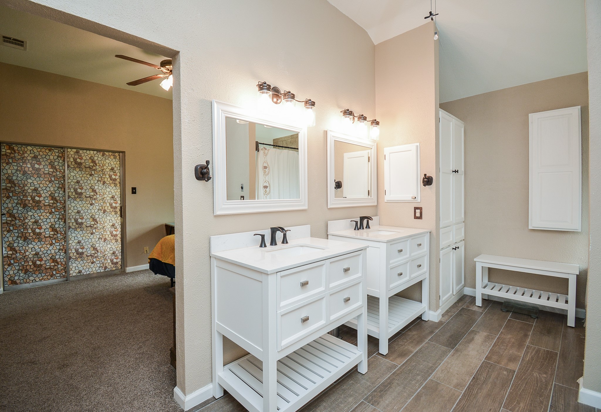23734 Canyon Lake Drive Spring, TX 77373 - Photo 17 of 32 a spacious bathroom with a double vanity sink a mirror and a bathtub