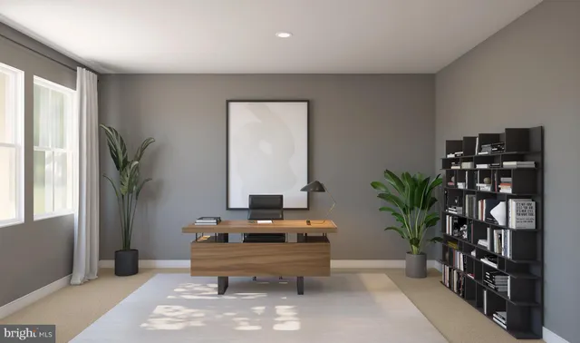a living room with furniture potted plant and a window