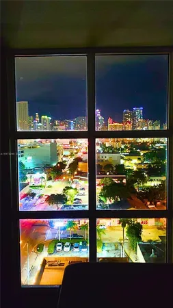 a view of a glass door with a window