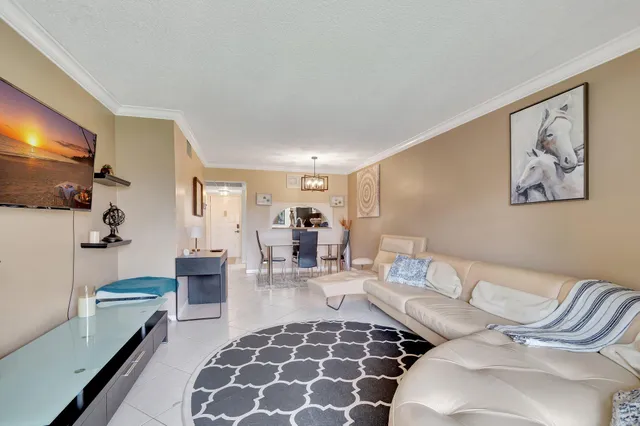 a living room with furniture and a rug