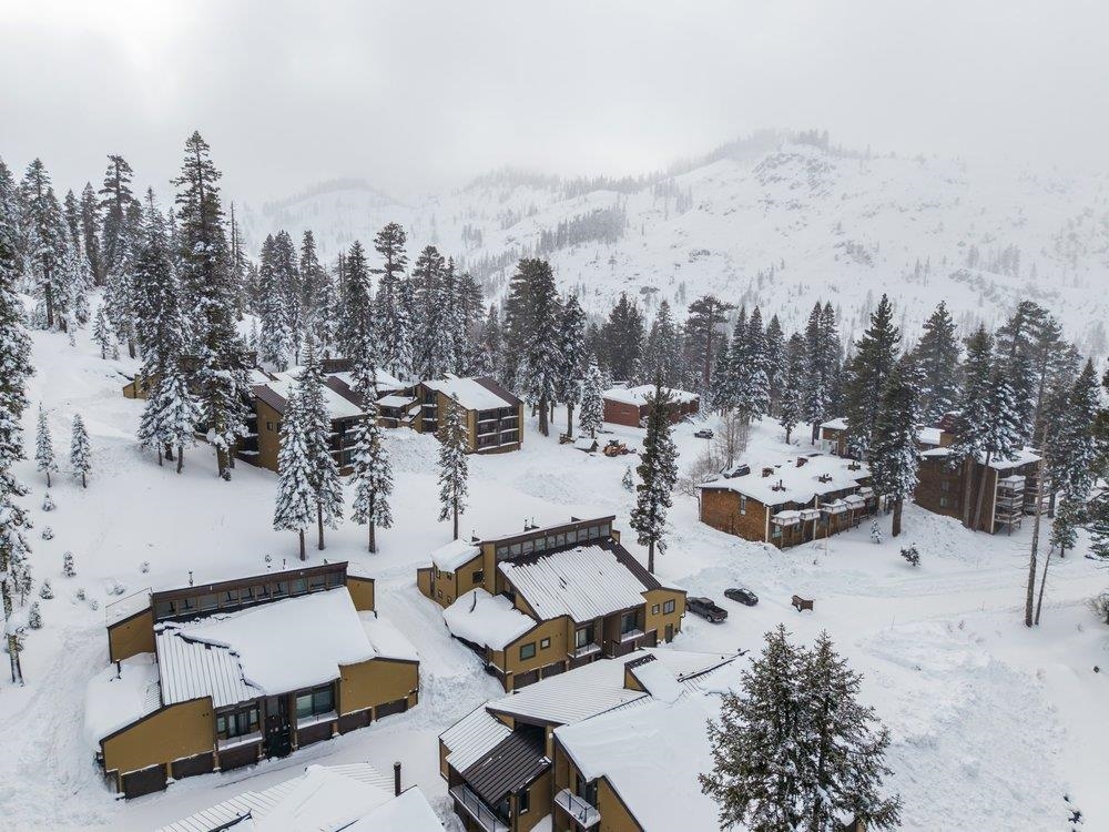 2090 Chalet Road, Unit 16 Alpine Meadows, CA 96146 - Photo 20 of 20 a view of a terrace with chairs and covered with snow