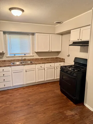 a kitchen with stainless steel appliances granite countertop a stove and a sink
