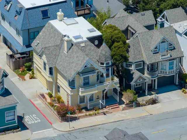 an aerial view of a house