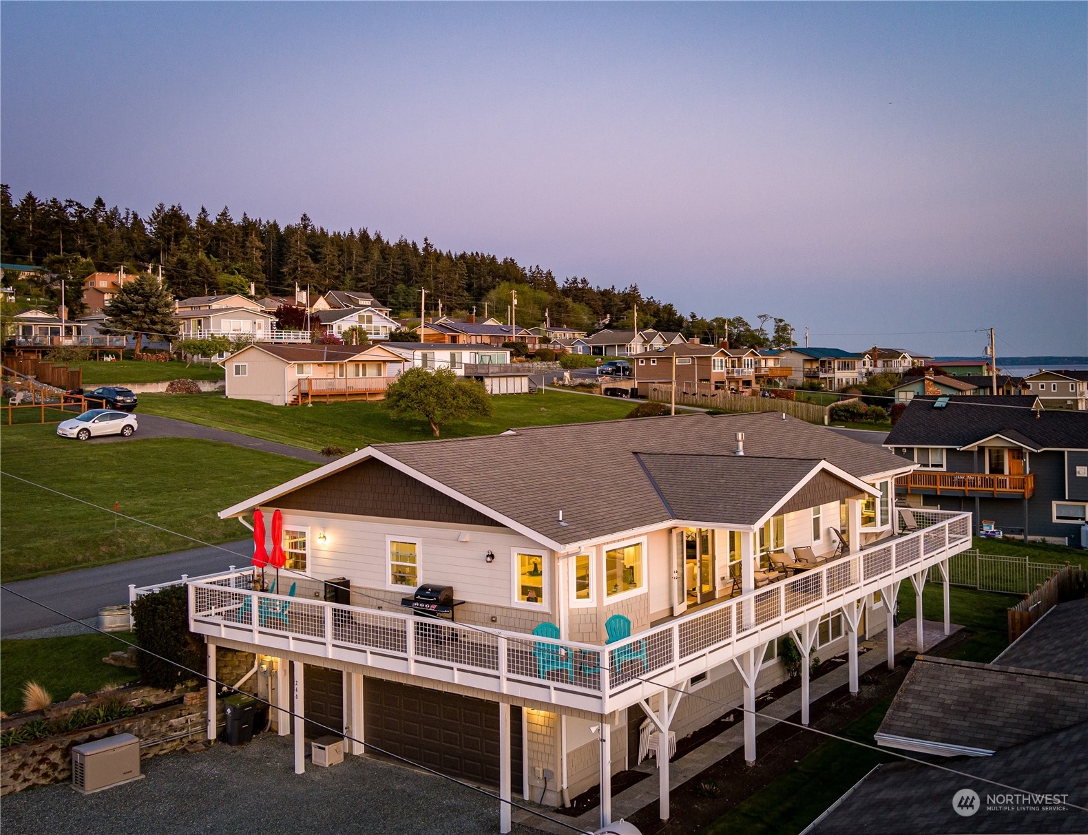 246 Lighthouse Way Freeland, WA 98249 - Photo 38 of 40 an aerial view of a house with a ocean view