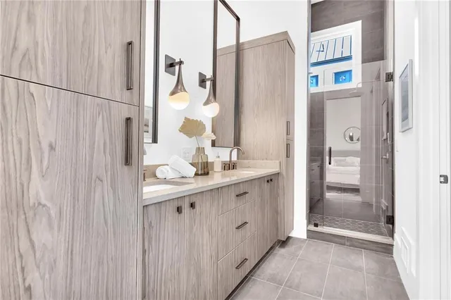 a bathroom with a shower