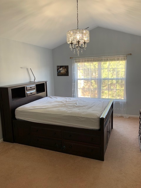 103 Bay Drive Itasca, IL 60143 - Photo 10 of 12 a bedroom with a bed and a chandelier next to a window