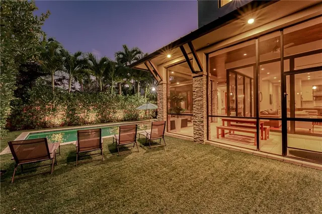 a view of an outdoor space with seating area