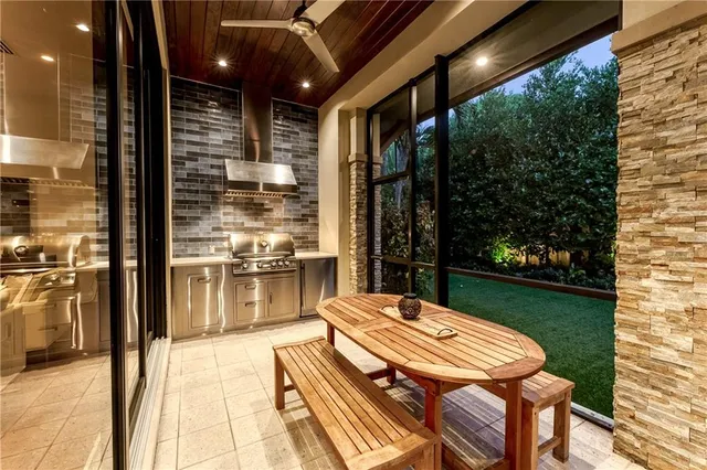 a outdoor space with furniture