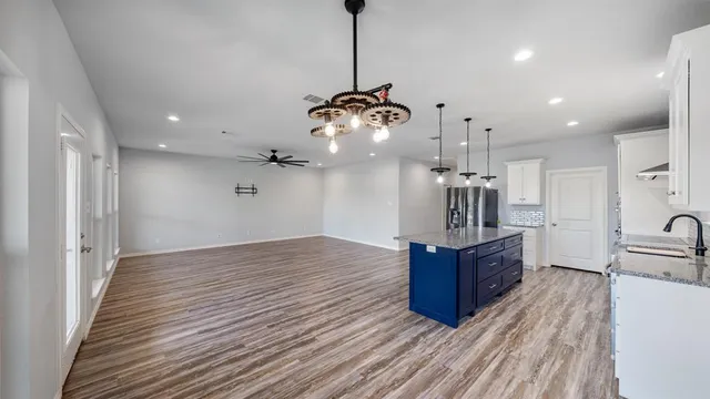 a view of a lake with a city